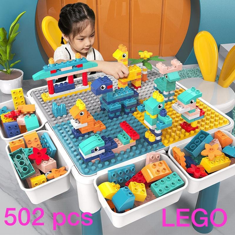 502-Piece Lego Block Table Set, Children's Building Blocks, Play and Learning Table, Lego Storage, Kids' Creative Play, Mighty Bazaar UAE, Ultimate Lego Table, Child's Playroom Furniture