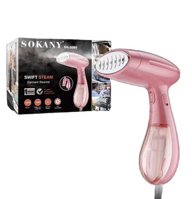 Sokany Handheld Steamer for Clothes, Portable Garment Steamer, Wrinkle Remover, Travel and Home Use, Fast Heating, Auto Shut Off, Leak Proof Design, Pink, Mighty Bazaar